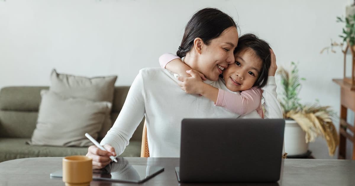 Mother and daughter embracing